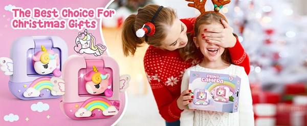 دوربین عکاسی و فیلمبرداری دیجیتال کودک با چاپ فوری حرارتی طرح یونیکورن بنفش مدل M9_ اسباب بازی دیجیتال و هوشمند