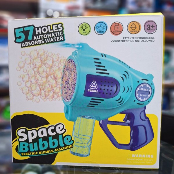 تفنگ اسباب بازی حباب ساز شارژی با 57 خروجی و نورپردازی مدل 1296 Bubble Gun_تفنگ اسباب بازی