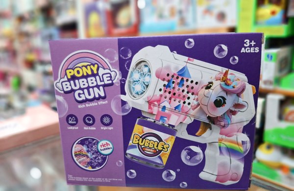 تفنگ اسباب بازی حباب ساز چراغ دار طرح یونیکورن مدل Unicorn Bubble Gun_تفنگ اسباب بازی