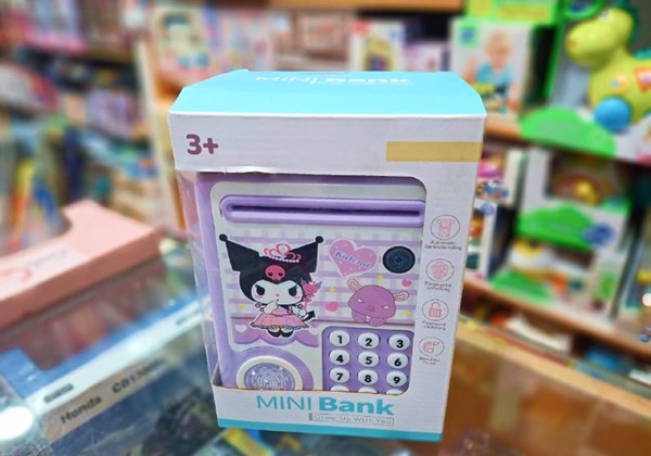 گاوصندوق اثر انگشتی رمز دار باتری خور طرح کرومی مدل MINI BANK 313_ اسباب بازی مشاغل