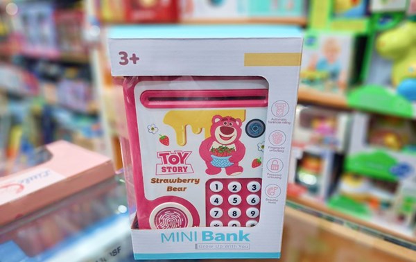 گاوصندوق اثر انگشتی رمز دار باتری خور طرح لاتسو هاگین مدل MINI BANK 313_ اسباب بازی مشاغل