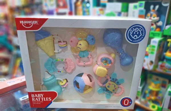 جغجغه رنگارنگ 8 عددی هانگر مدل HE0122 Huanger_اسباب بازی نوزادی