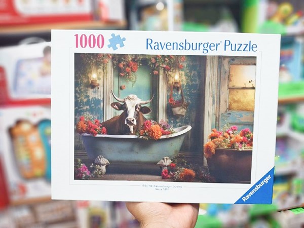 پازل 1000 قطعه راونزبرگر Ravensburger طرح گاو در حمام_لگو