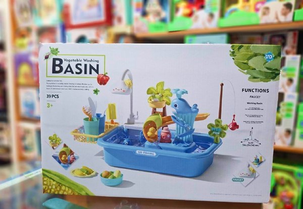 اسباب بازی سینک ظرفشویی و قلاب ماهیگیری 39 قطعه مدل 810 Vegetable Washing Basin_اسباب لوازم خانگی
