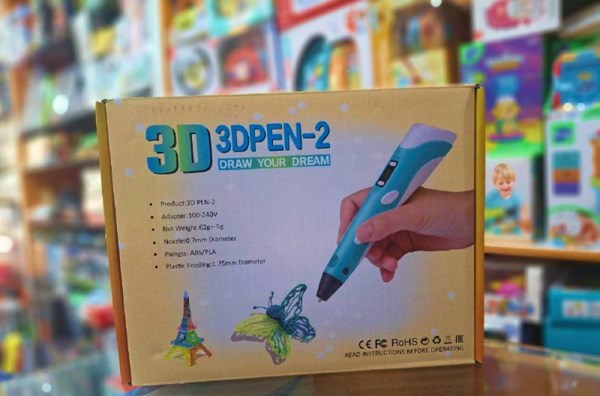 قلم طراحی سه بعدی با نمایشگر LCD و 3 عدد فیلامنت PLA رنگ زرد_اسباب بازی علمی