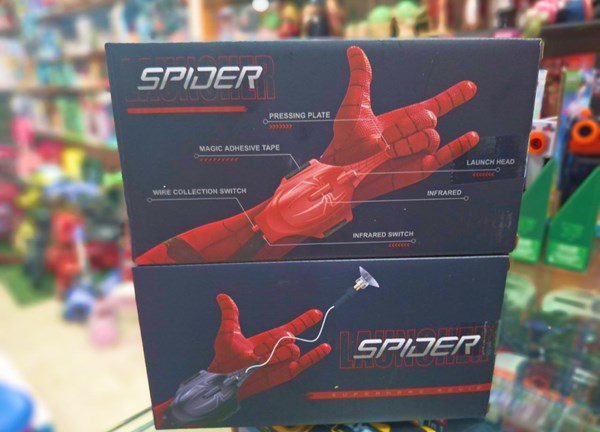 دستکش اسپایدرمن شارژی تار پرتاب کن همراه با لیزر (مرد عنکبوتی)_تفنگ اسباب بازی