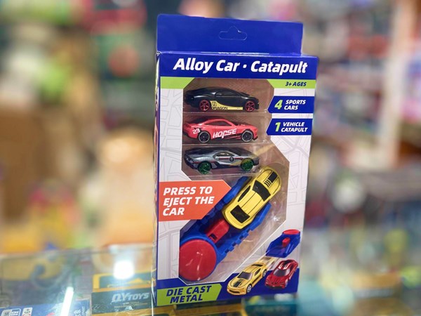 ست ماشین مسابقه‌ ای فلزی با پرتابگر مجموعه 4 عددی مدل 2853_1 Alloy Car Catapult_ ماشین اسباب بازی