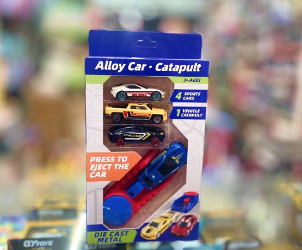 ست ماشین مسابقه‌ ای فلزی با پرتابگر مجموعه 4 عددی مدل 2853_3 Alloy Car Catapult_ماشین اسباب بازی