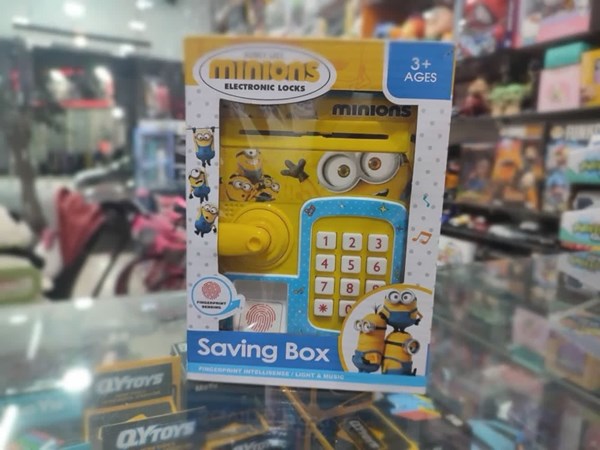 گاوصندوق اثر انگشتی رمز دار باتری خور طرح مینیون مدل 3002