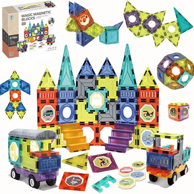 اسباب بازی ساختنی تایل مگنتی 71 قطعه Magic Magnetic Blocks_لگو