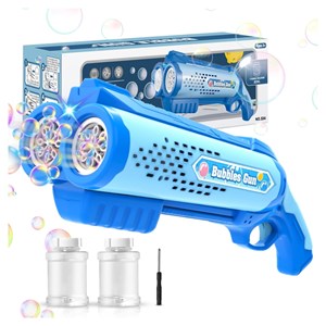 تفنگ اسباب بازی حباب ساز دولول مخزن دار آبی Electric Bubble Maker Toy with LED Lights_تفنگ اسباب بازی