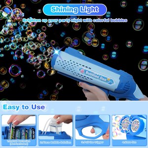 تفنگ اسباب بازی حباب ساز دولول مخزن دار آبی Electric Bubble Maker Toy with LED Lights_تفنگ اسباب بازی