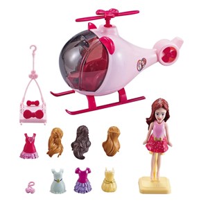 اسباب بازی ست باربی همراه با هلیکوپتر و چند دست لباس مدل Fashion travel _عروسک