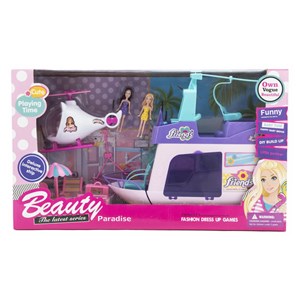 کشتی مسافرتی سرسره دار باربی همراه با هلیکوپتر _عروسک