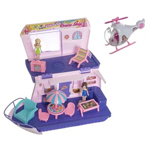 کشتی مسافرتی سرسره دار باربی همراه با هلیکوپتر _عروسک