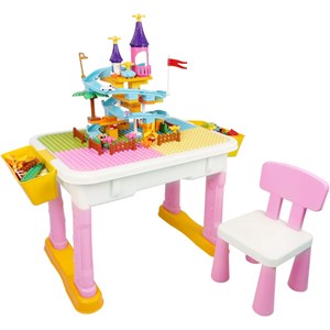 میز و صندلی لگو بازی همراه با 84 قطعه لگو ( میز چند کاره همراه با صندلی ) مدل Block Tables lxA907_لگو