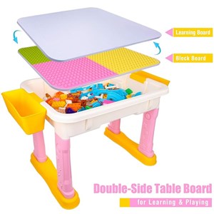 میز و صندلی لگو بازی همراه با 84 قطعه لگو ( میز چند کاره همراه با صندلی ) مدل Block Tables lxA907_لگو