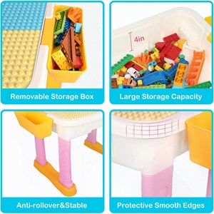 میز و صندلی لگو بازی همراه با 84 قطعه لگو ( میز چند کاره همراه با صندلی ) مدل Block Tables lxA907_لگو