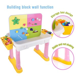 میز و صندلی لگو بازی همراه با 84 قطعه لگو ( میز چند کاره همراه با صندلی ) مدل Block Tables lxA907_لگو