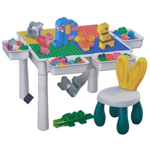 میز و صندلی لگو بازی همراه با 104 قطعه لگو ( میز چند کاره همراه با صندلی ) مدل Block Tables _اتاق کودک