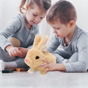 عروسک رباتیک خرگوش حرکتی رنگ کرم _عروسک رباتیک