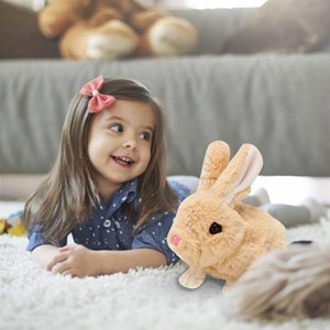عروسک رباتیک خرگوش حرکتی رنگ کرم _عروسک رباتیک
