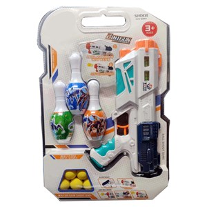 تفنگ اسباب بازی آب پاش دو کاره به همراه توپ اسفنجی و بولینگ _تفنگ اسباب بازی