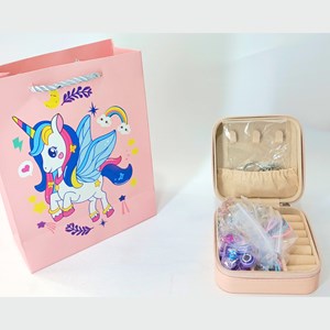 جعبه ساخت دستبند و گردنبند همراه با بگ هدیه یونیکورن _کیف و کوله پشتی