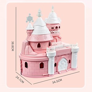 قصر بزرگ تاشو موزیکال چراغدار به همراه 2 پرنسس و وسایل_اسباب بازی لوازم خانگی