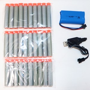 تفنگ اسباب بازی شارژی رگباری تیر فومی 6 موتوره به همراه چراغ و لیزر _تفنگ اسباب بازی