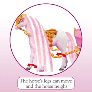 اسباب بازی کالسکه و اسب راهرو موزیکال باربی پرنسس صورتی_عروسک