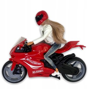 عروسک باربی دفا لوسی موتور سوار با کلاه کاسکت قرمز مدل Defa Lucy Doll 8459 _عروسک