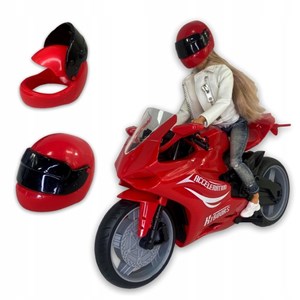 عروسک باربی دفا لوسی موتور سوار با کلاه کاسکت قرمز مدل Defa Lucy Doll 8459 _عروسک