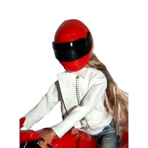 عروسک باربی دفا لوسی موتور سوار با کلاه کاسکت قرمز مدل Defa Lucy Doll 8459 _عروسک