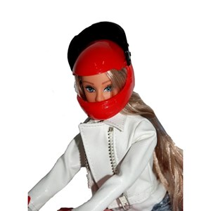 عروسک باربی دفا لوسی موتور سوار با کلاه کاسکت قرمز مدل Defa Lucy Doll 8459 _عروسک