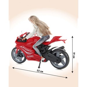 عروسک باربی دفا لوسی موتور سوار با کلاه کاسکت قرمز مدل Defa Lucy Doll 8459 _عروسک