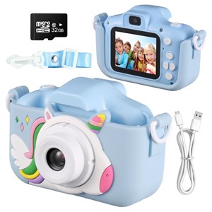 دوربین عکاسی و فیلمبرداری دیجیتال کودک طرح یونیکورن آبی _اسباب بازی دیجیتال و هوشمند
