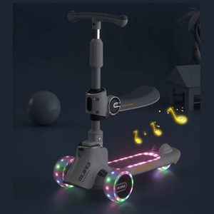 اسکوتر دو حالته صندلی دار تاشو کودک با چرخ های چراغدار و موزیکال_اسکوتر