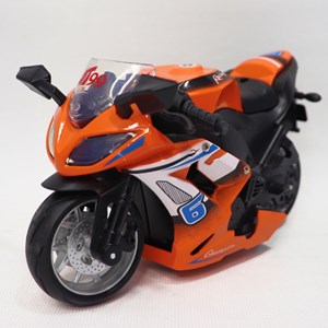 موتور اسباب بازی عقب کش موزیکال همراه با قاب رنگ نارنجی _ماشین اسباب بازی