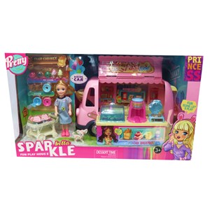 اسباب بازی ماشین بستنی فروشی به همراه باربی و وسایل _ماشین اسباب بازی