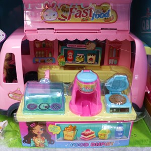 اسباب بازی ماشین بستنی فروشی به همراه باربی و وسایل _ماشین اسباب بازی