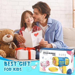 تفنگ اسباب بازی حباب ساز چراغ دار رنگ آبی مدل Mini Bubble Gun Rocket _تفنگ اسباب بازی