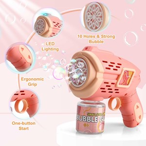 تفنگ اسباب بازی حباب ساز چراغ دار رنگ صورتی مدل Geometric Bubble Gun_تفنگ اسباب بازی