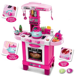 اسباب بازی ست آشپزخانه دخترانه صورتی 42 پارچه برند ژیونگ چنگ_اسباب بازی لوازم خانگی