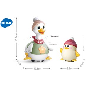 اردک و جوجه موزیکال هولی تویز سنسور دار مدل Hola Toys Musical Waddling Duck Family HE9987_اسباب بازی نوزادی
