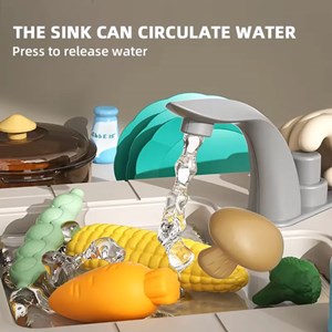 ست اسباب بازی آشپزخانه سایز بزرگ موزیکال و چراغدار 57 قطعه_اسباب بازی لوازم خانگی