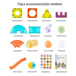 اسباب بازی ساختنی تایل مگنتی 75 قطعه چراغدار مدل Light Magnetic Blocks _لگو