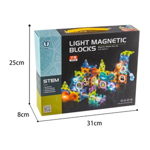 اسباب بازی ساختنی تایل مگنتی 75 قطعه چراغدار مدل Light Magnetic Blocks _لگو