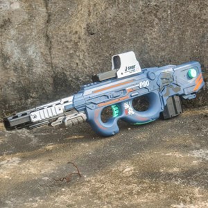 تفنگ اسباب بازی شارژی دو حالته همرا با تیرهای سکه ای فومی مدل P90_تفنگ اسباب بازی