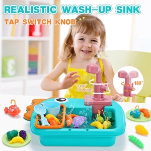 اسباب بازی سینک ظرفشویی و قلاب ماهیگیری رنگ سبز _اسباب بازی لوازم خانگی